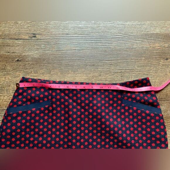 TALBOTS polka dot Pencil Skirt Red navy blue wool blend preppy cute sz 8 EUC - Picture 14 of 14